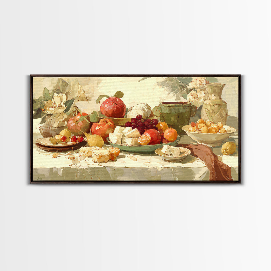 Tropical Fruit Platter Framed Canvas Print, Restaurant Art, Canvas, Restaurant Decor, Fine Art, Bistro, Living Room Decor, RES-2x1-86