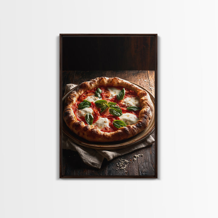 Pizzeria Tomato Basil and Mozzarella Still Life Canvas Print, Restaurant Art, Restaurant Decor, Bistro, Watercolor Painting, RES-2x3-18