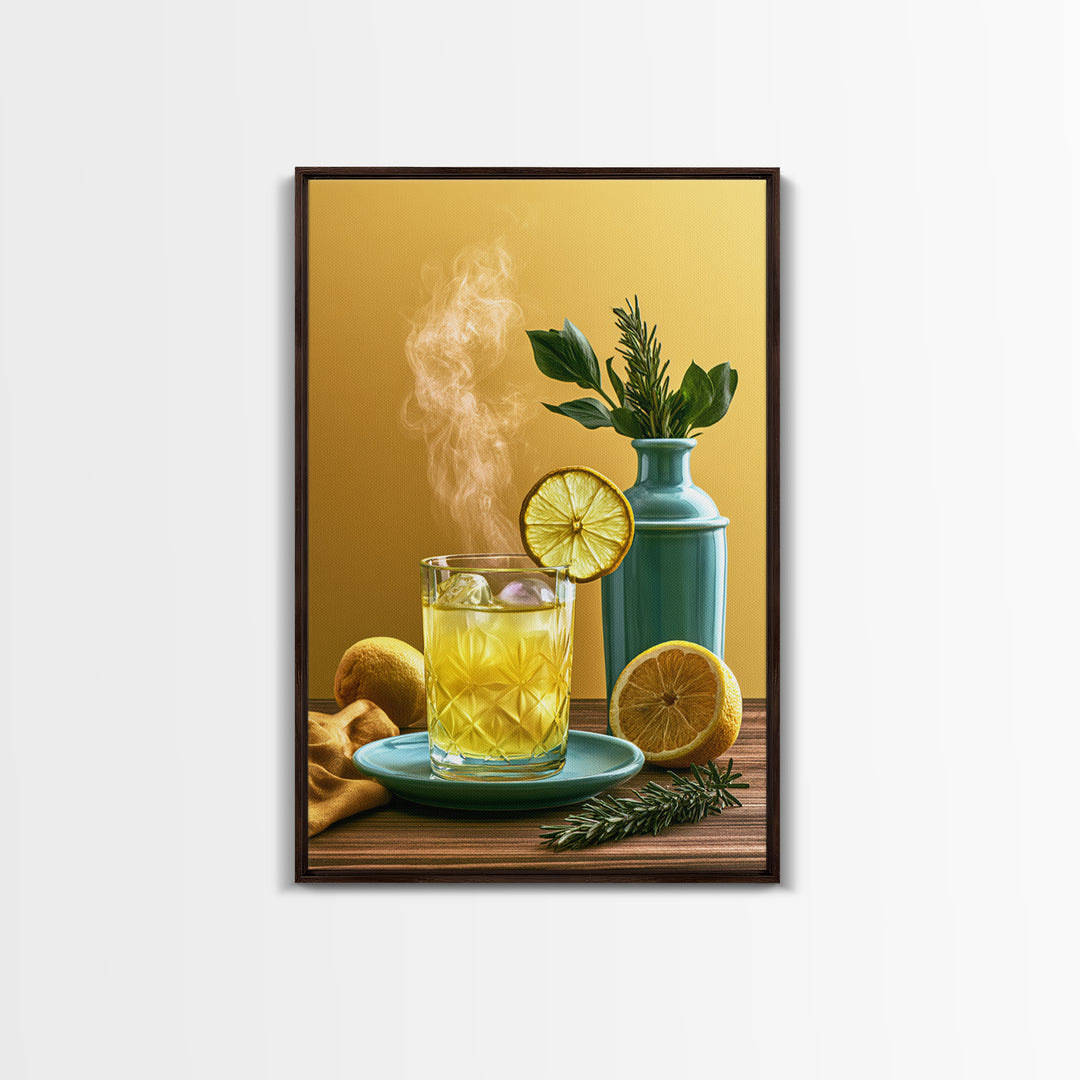 Cocktail and Citrus Bar Composition Framed Canvas Print, Restaurant Art, Contemporary Art, Restaurant Decor, Fine Art, Bistro, RES-2x3-19