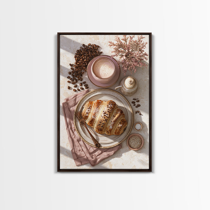 Coffee Beans and Pastry Arrangement Canvas Print, Restaurant Art, Art Print, Restaurant Decor, Fine Art, Bistro, Kitchen Art, RES-2x3-54