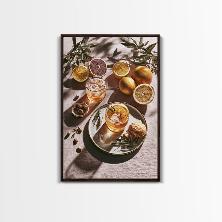 Cocktail and Citrus Bar Composition Canvas Print, Restaurant Art, Kitchen Art, Restaurant Decor, Fine Art, Bistro, Food Art, RES-2x3-67