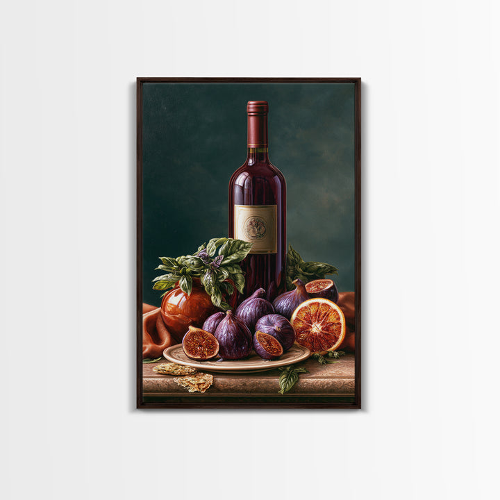 Wine Bottle and Figs Canvas Print, Restaurant Art, Canvas Wall Art, Restaurant Decor, Fine Art, Bistro, Bedroom Wall Art, RES-2x3-9