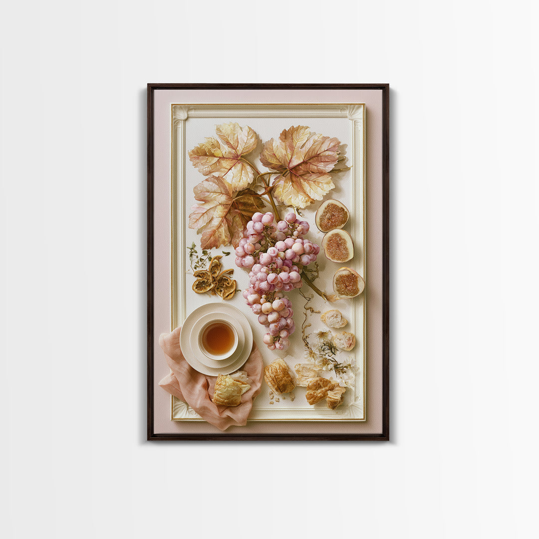 Wine Grapevine Botanical Study Canvas Print, Restaurant Art, Food Art, Restaurant Decor, Watercolor Art, Bistro, RES-2x3-95
