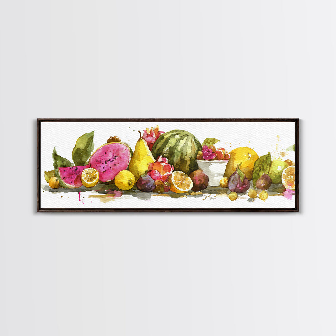 Tropical Fruit Platter Framed Canvas Print, Restaurant Art, Canvas, Restaurant Decor, Fine Art, Bistro, Living Room Decor, RES-3x1-10