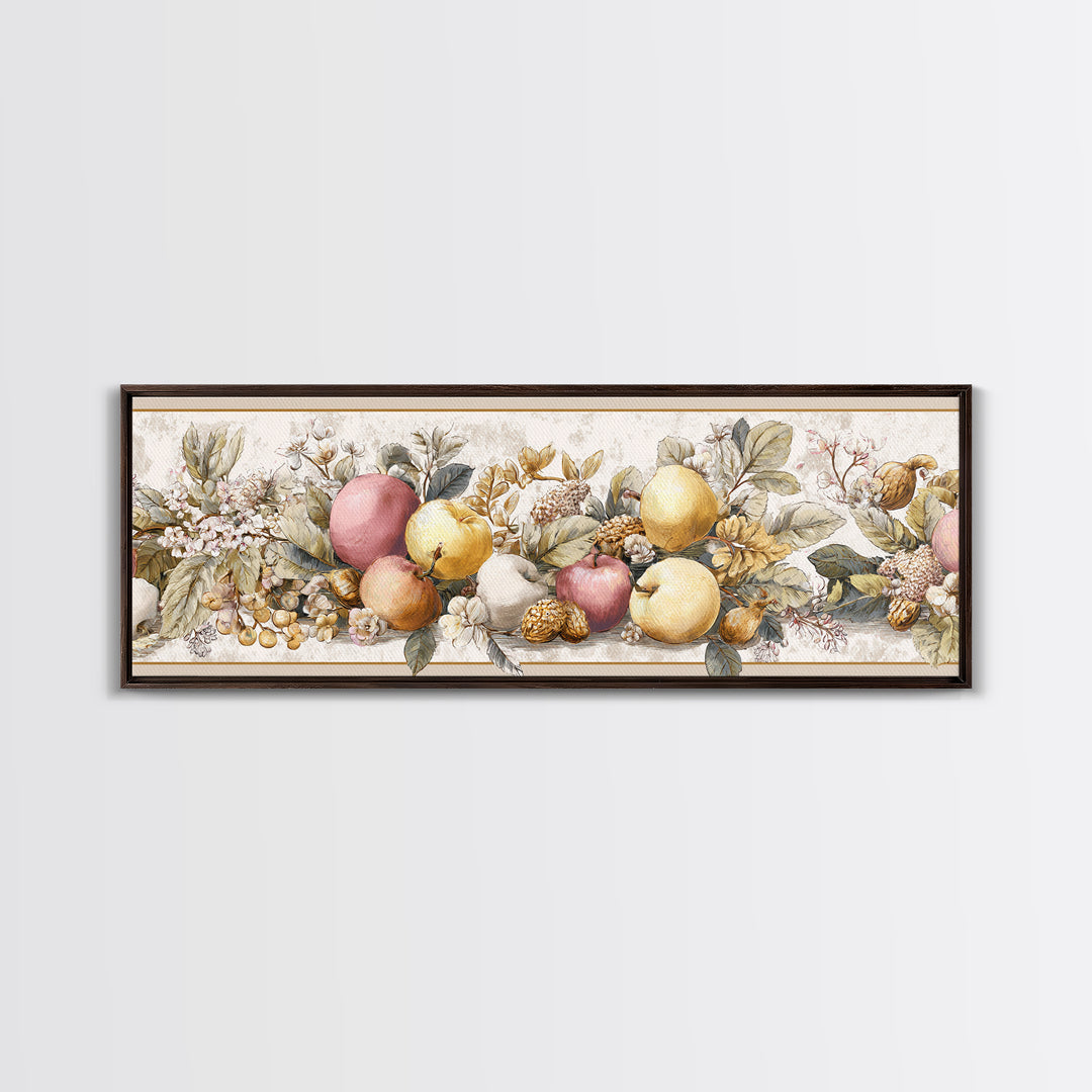 Classic Fruit Bowl Canvas Print, Restaurant Art, Stained Glass Art, Restaurant Decor, Fine Art, Bistro, Textured Painting, RES-3x1-20