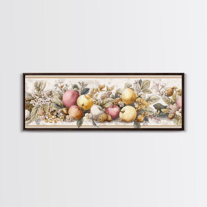 Classic Fruit Bowl Canvas Print, Restaurant Art, Stained Glass Art, Restaurant Decor, Fine Art, Bistro, Textured Painting, RES-3x1-20