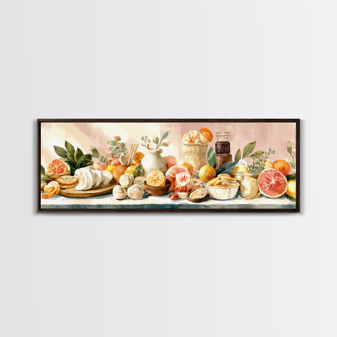 Cocktail and Citrus Bar Composition Framed Canvas Print, Restaurant Art, Large Wall Art, Restaurant Decor, Fine Art, Bistro, RES-3x1-51