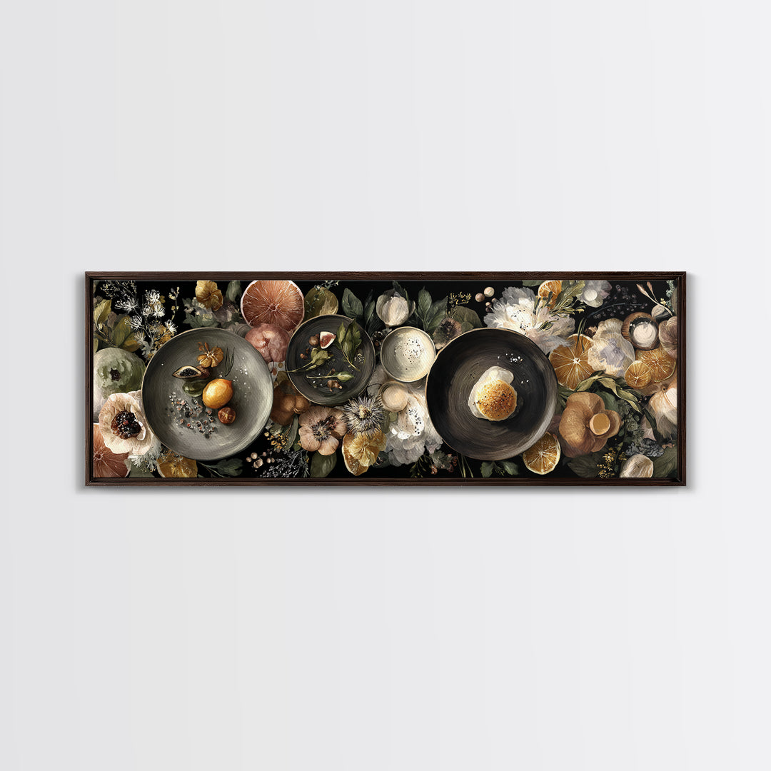 Blackboard Menu Feeling Without Readable Text Canvas Print, Restaurant Art, Food Art, Restaurant Decor, Oil Painting, Bistro, RES-3x1-85