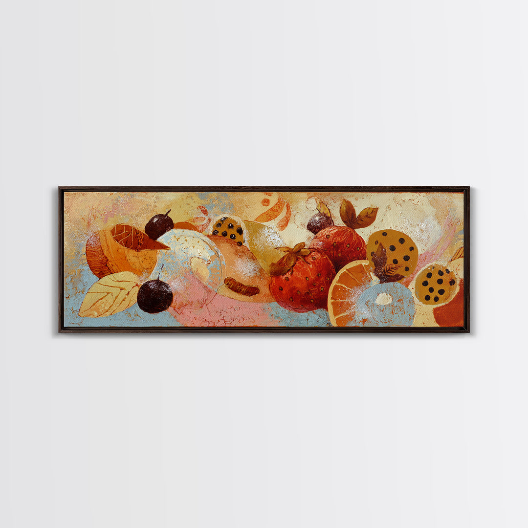 Abstract Appetite Friendly Red and Orange Shapes Framed Canvas Print, Restaurant Art, Kitchen Art, Restaurant Decor, Bistro, RES-3x1-9