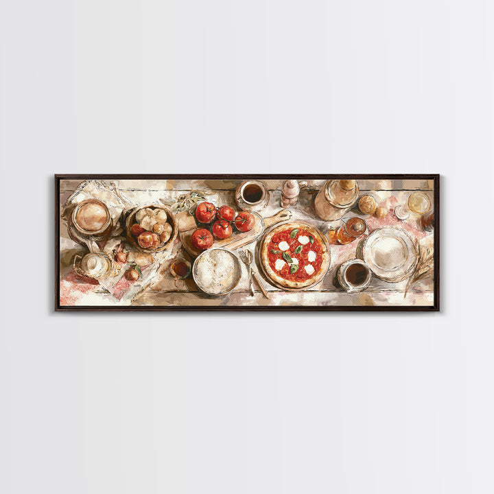 Pizzeria Tomato Basil and Mozzarella Still Life Canvas Print, Restaurant Art, Stained Glass Art, Restaurant Decor, Bistro, RES-3x1-98