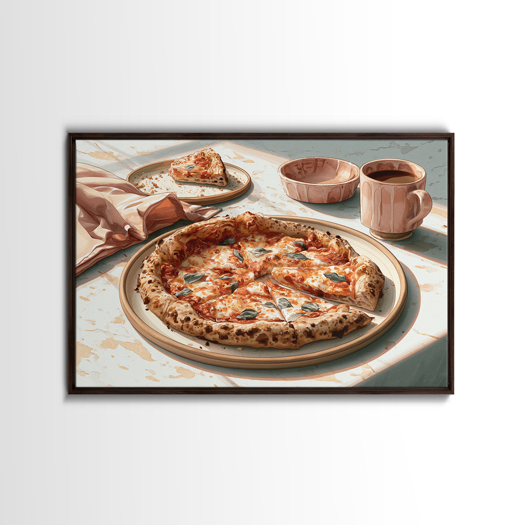 Pizzeria Tomato Basil and Mozzarella Still Life Framed Canvas Print, Restaurant Art, Digital Print, Restaurant Decor, Bistro, RES-3x2-14