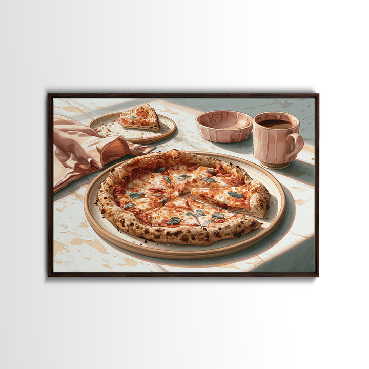 Pizzeria Tomato Basil and Mozzarella Still Life Framed Canvas Print, Restaurant Art, Digital Print, Restaurant Decor, Bistro, RES-3x2-14