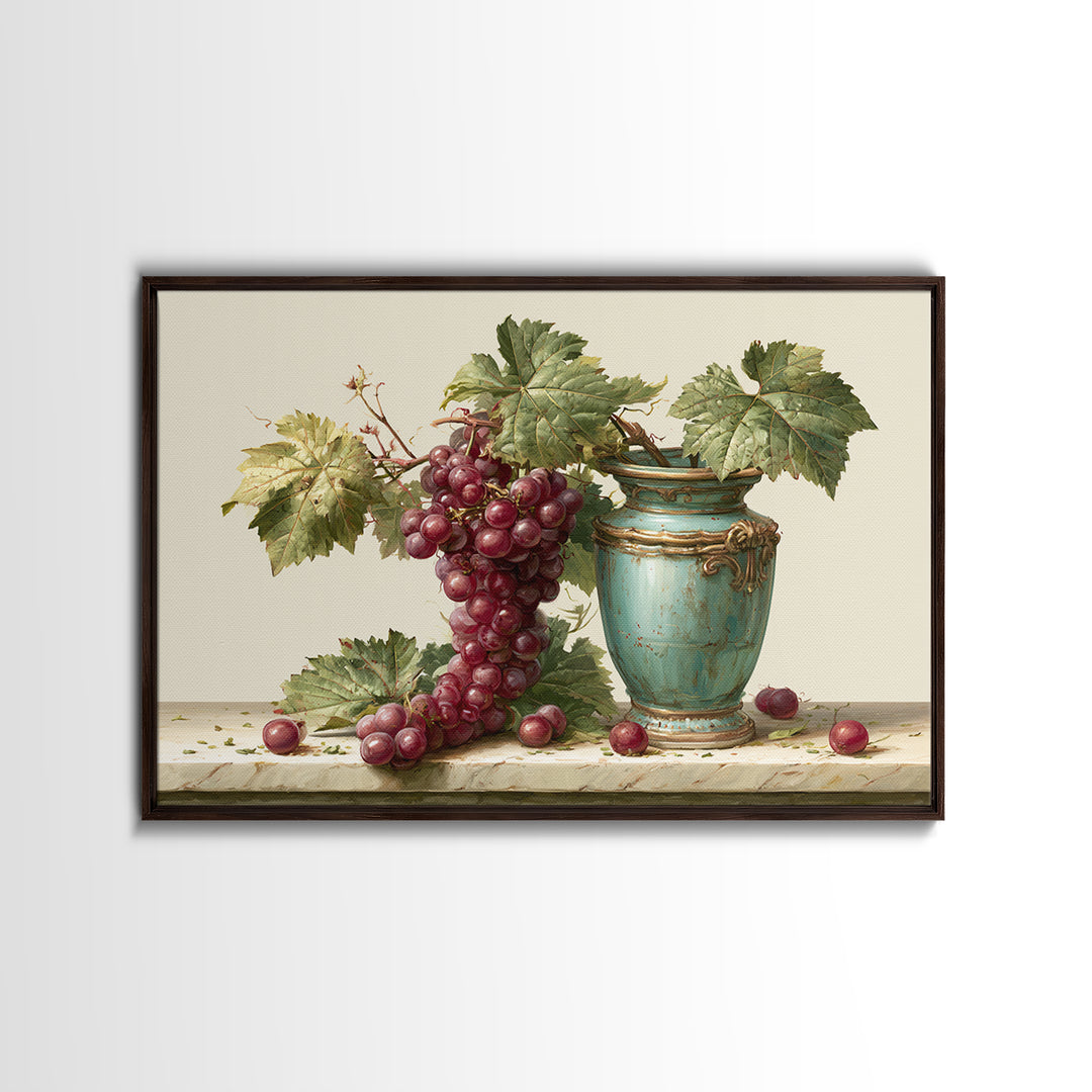 Wine Grapevine Botanical Study Framed Canvas Print, Restaurant Art, Statement Artwork, Restaurant Decor, Fine Art, Bistro, RES-3x2-19