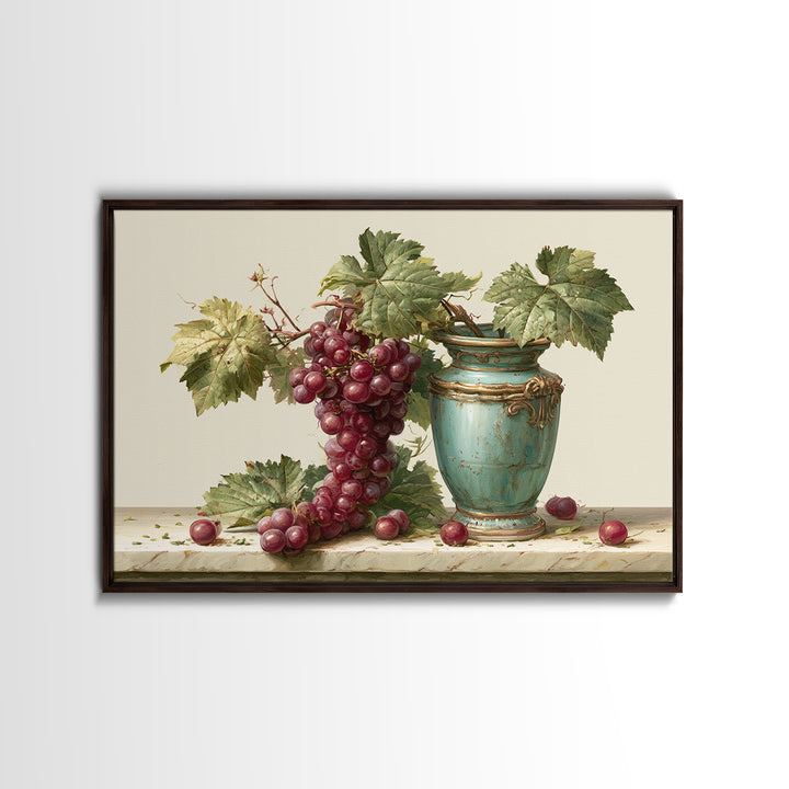 Wine Grapevine Botanical Study Framed Canvas Print, Restaurant Art, Statement Artwork, Restaurant Decor, Fine Art, Bistro, RES-3x2-19