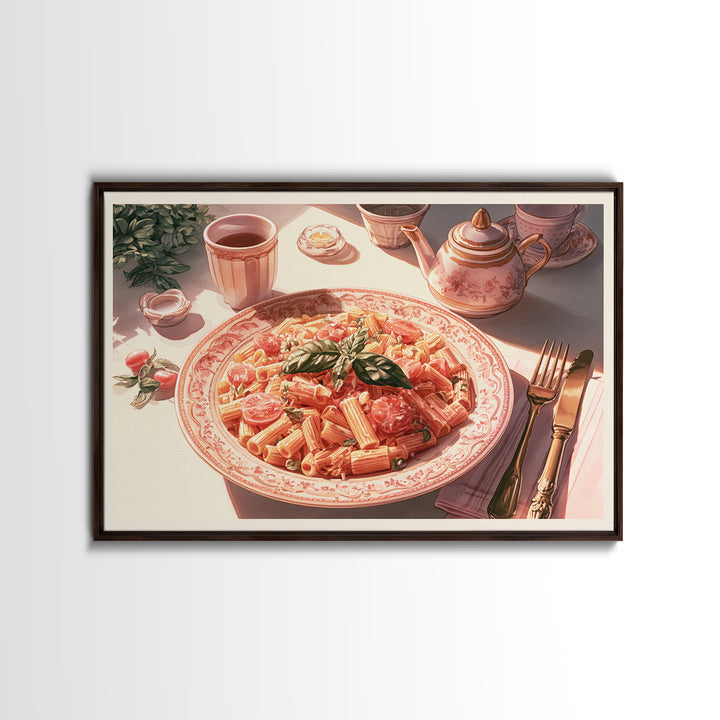Fresh Pasta with Tomatoes and Basil Canvas Print, Restaurant Art, Canvas Print, Restaurant Decor, Bistro, Statement Artwork, RES-3x2-30