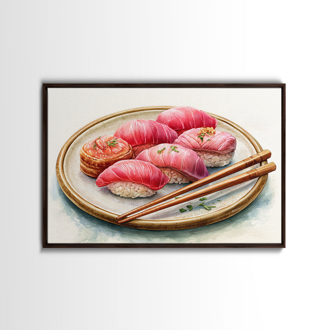 Sushi Fish and Ceramic Plate Composition Canvas Print, Restaurant Art, Cool Wall Art, Restaurant Decor, Fine Art, Bistro, RES-3x2-33