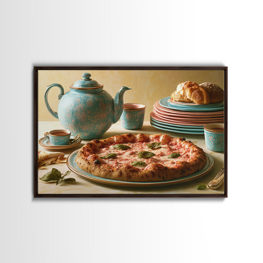 Pizzeria Tomato Basil and Mozzarella Still Life Canvas Print, Restaurant Art, Living Room Decor, Restaurant Decor, Bistro, RES-3x2-38