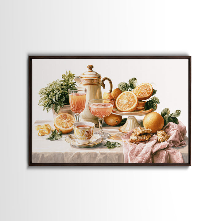Cocktail and Citrus Bar Composition Framed Canvas Print, Restaurant Art, Contemporary Art, Restaurant Decor, Fine Art, Bistro, RES-3x2-39