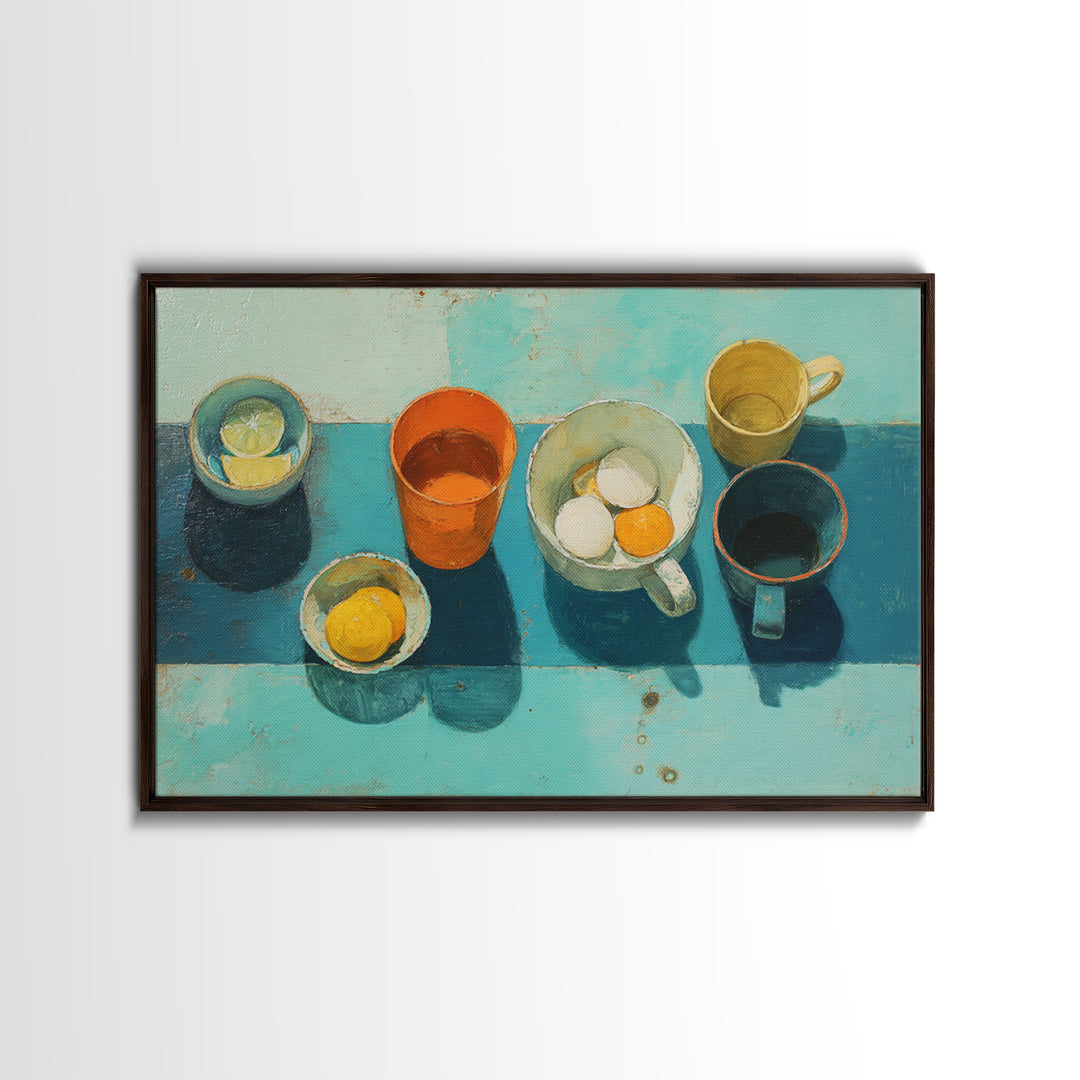 Abstract Appetite Friendly Red and Orange Shapes Framed Canvas Print, Restaurant Art, Gallery Decor, Restaurant Decor, Bistro, RES-3x2-45