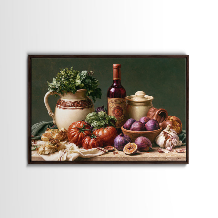 Wine Bottle and Figs Canvas Print, Restaurant Art, Modern Decor, Restaurant Decor, Fine Art, Bistro, Poster, Wall Decor, RES-3x2-53