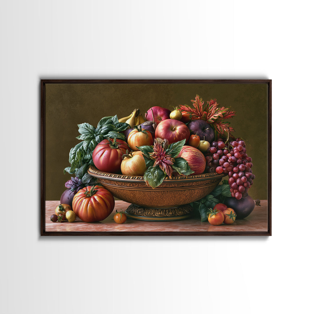 Classic Fruit Bowl Canvas Print, Restaurant Art, Room Decor, Restaurant Decor, Fine Art, Bistro, Framed Wall Art, RES-3x2-56