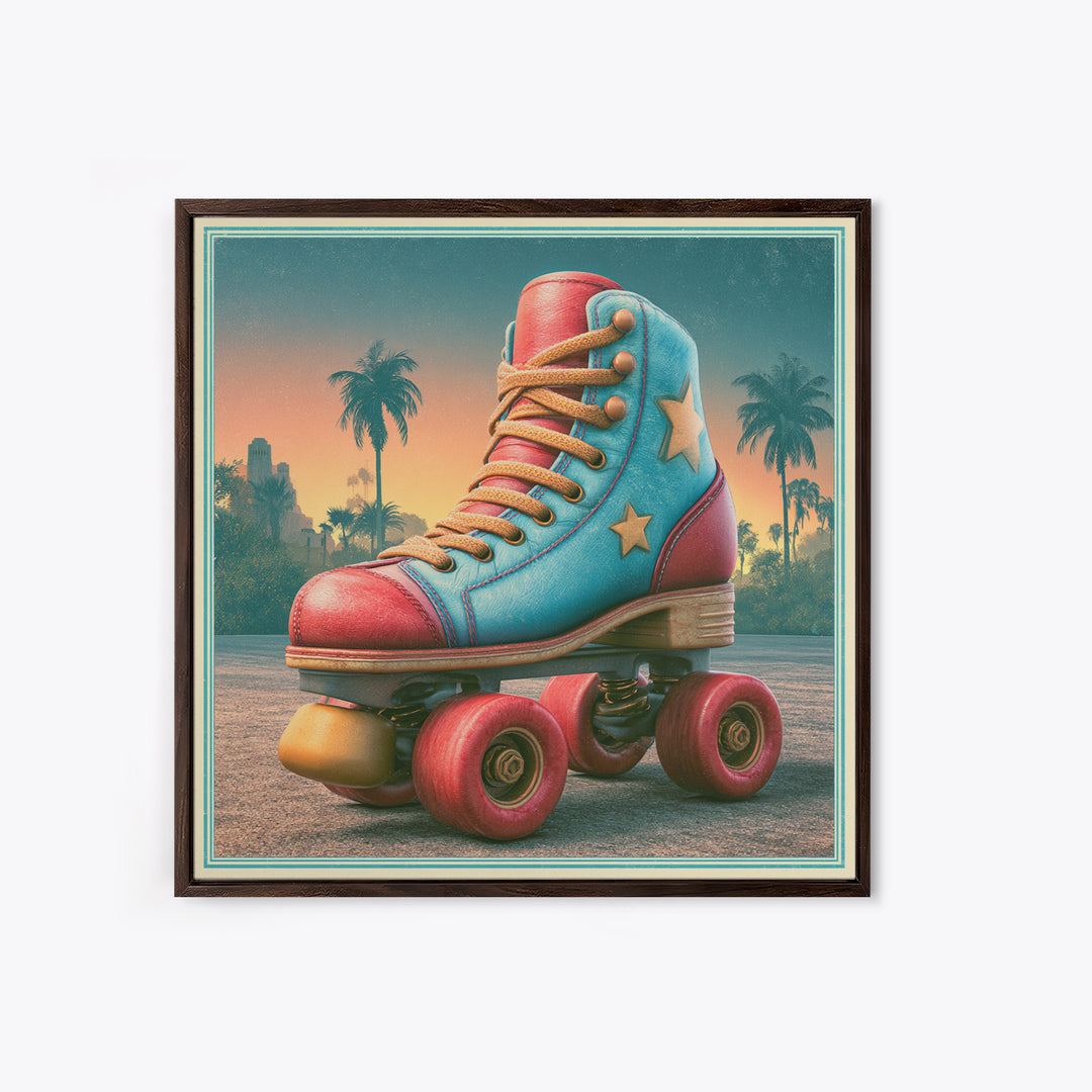 Retro Roller Skate Framed Canvas Print, Retro Art, Living Room Decor, Retro, Gallery Decor, Neutral Decor, Modern Decor, RET-1x1-52