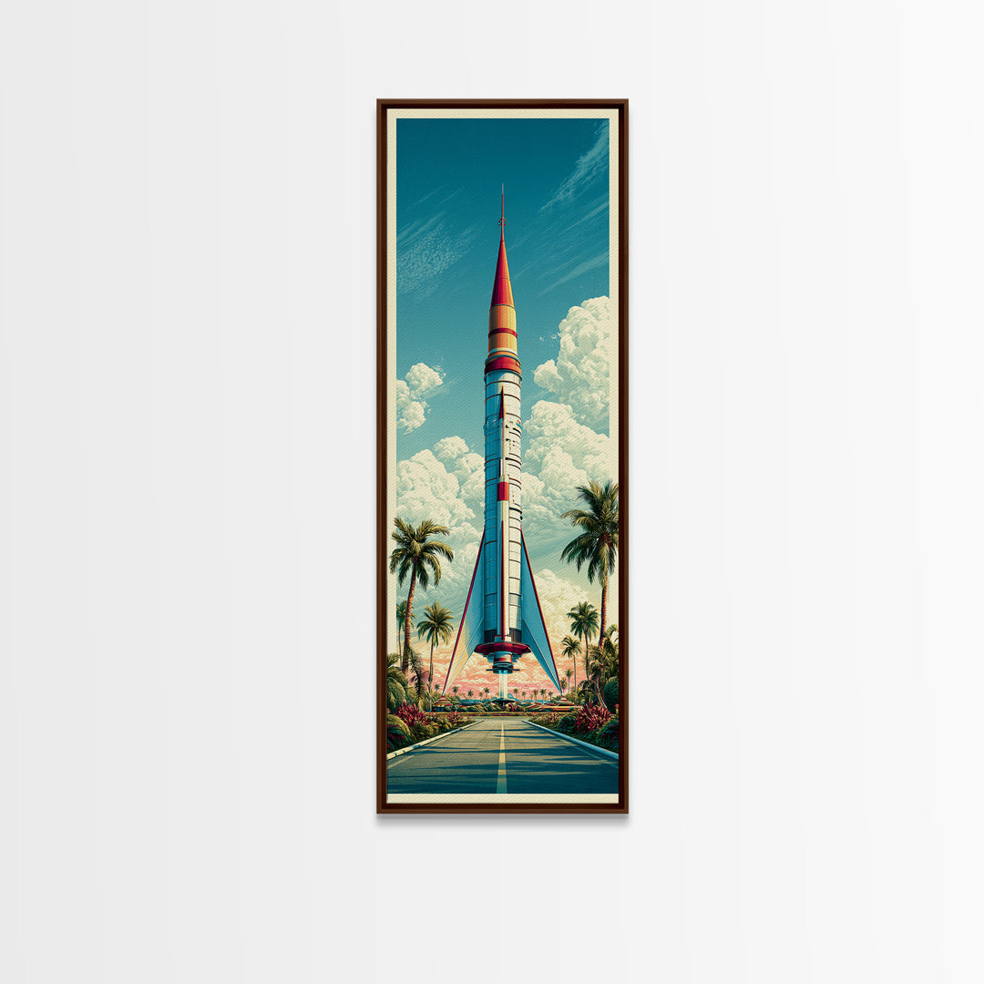 Space Age Rocket Poster Scene Canvas Print, Retro Art, Wall Art Prints, Living Room Decor, Fine Art, Retro, Whimsical Decor, RET-1x3-43