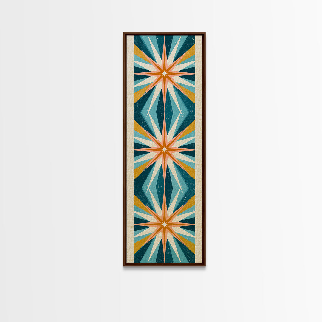 Atomic Starburst Pattern Framed Canvas Print, Retro Art, Dopamine Decor, Living Room Decor, Fine Art, Retro, Fine Art Print, RET-1x3-75
