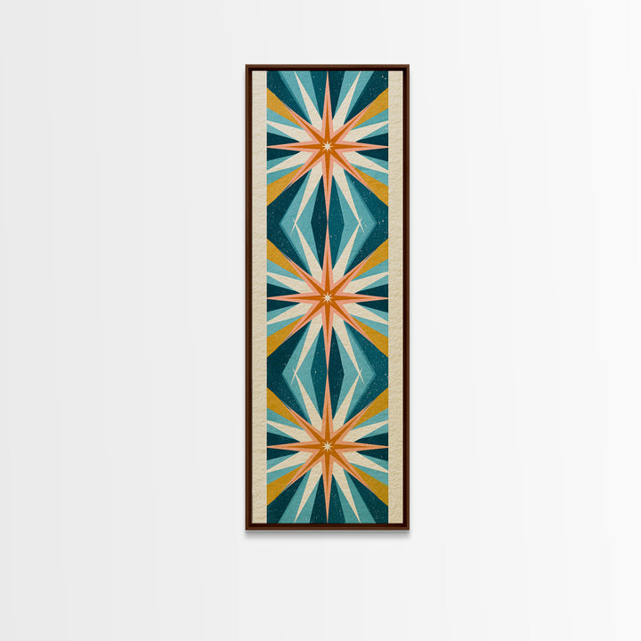 Atomic Starburst Pattern Framed Canvas Print, Retro Art, Dopamine Decor, Living Room Decor, Fine Art, Retro, Fine Art Print, RET-1x3-75