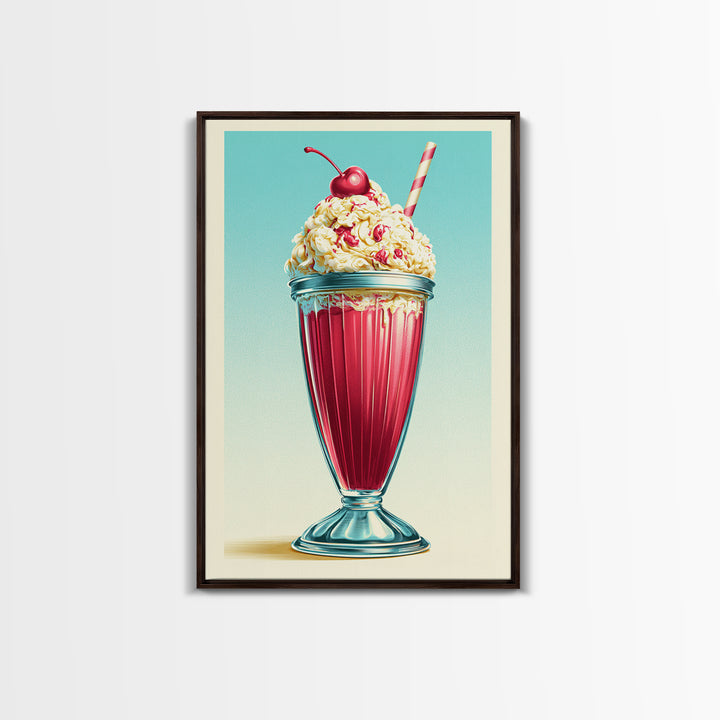 1950s Diner Milkshake Canvas Print, Retro Art, Poster, Living Room Decor, Fine Art, Retro, Abstract Art, Apartment Decor, RET-2x3-9