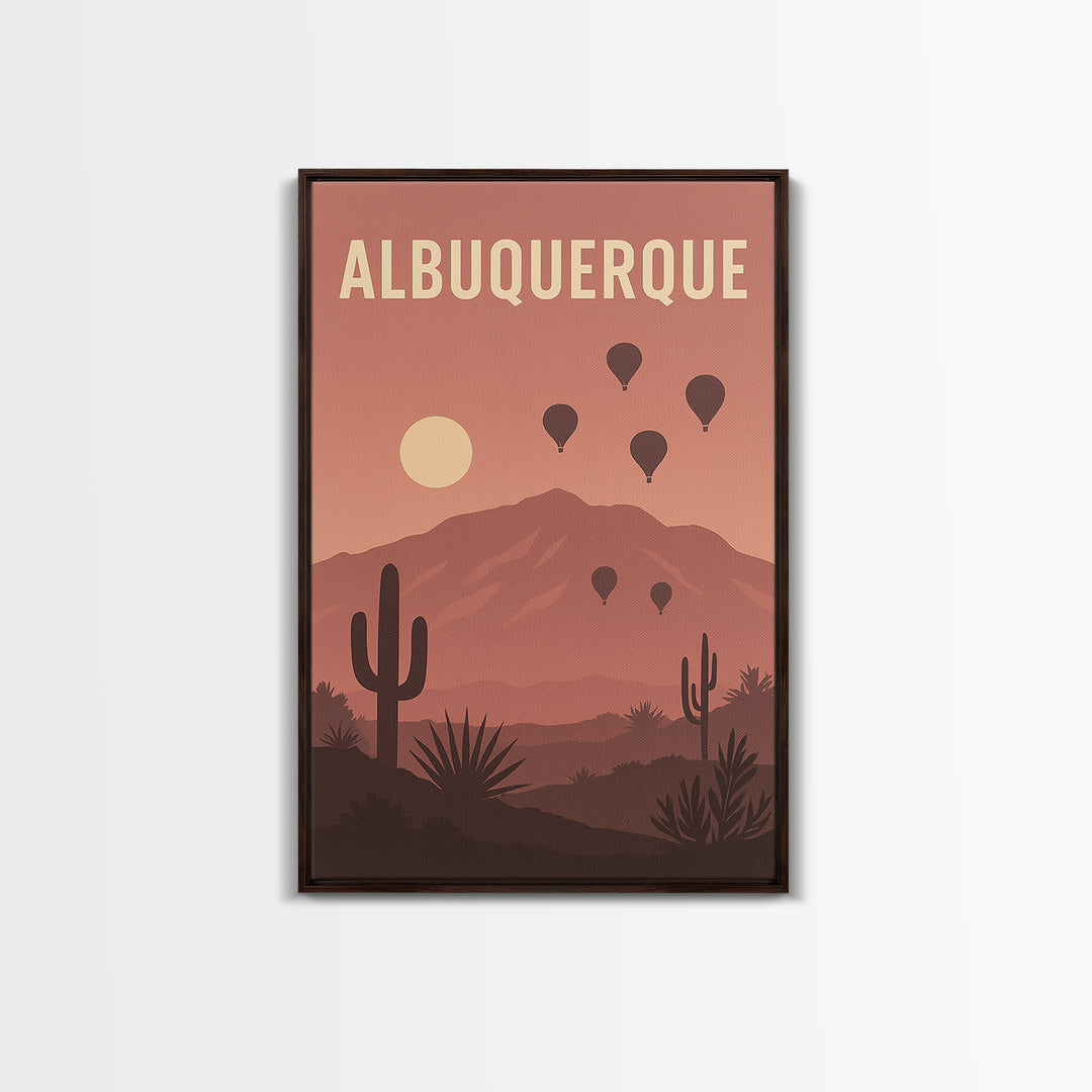 Albuquerque New Mexico Travel Poster, Canvas Print, Retro Sunset Skyline Art, Albuquerque Art Print, City Art Print, Modern Wall Decor