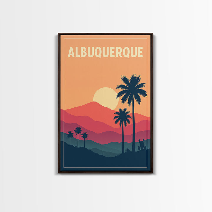 Albuquerque Travel Poster, Canvas Print, Mid Century City Wall Art, Albuquerque Wall Art, City Illustration, Retro Travel Print