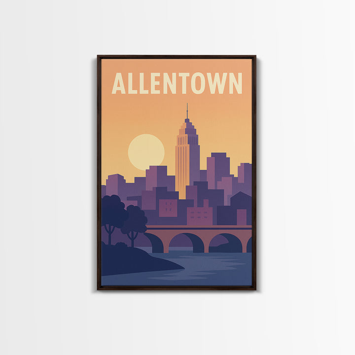 Allentown Travel Poster, Framed Canvas Print, Vintage Travel Poster Art, Allentown Art Print, Vintage City Art, Travel Art Print