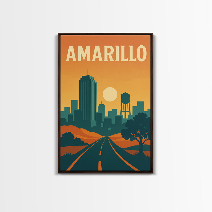 Amarillo Travel Poster, Canvas Print, Classic Travel Poster Art, Amarillo Art Print, Modern Wall Decor, Fine Art Print, Mid Century Wall Art