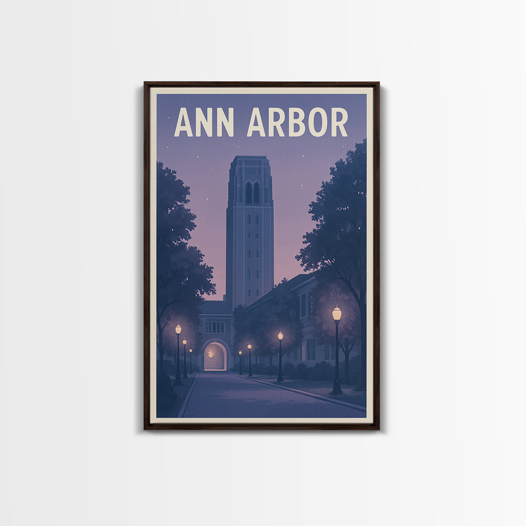 Ann Arbor Michigan Travel Poster, Canvas Print, Mid Century City Wall Art, Ann Arbor City Art, City Travel Prints, Eclectic Wall Decor