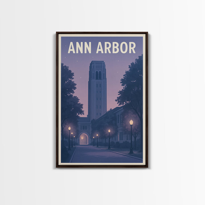 Ann Arbor Michigan Travel Poster, Canvas Print, Mid Century City Wall Art, Ann Arbor City Art, City Travel Prints, Eclectic Wall Decor