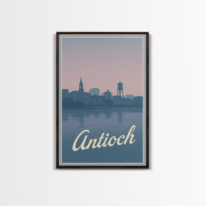 Antioch Travel Poster, Framed Canvas Print, Classic Travel Poster Art, Antioch Travel Art, Watercolor Skyline Art, Travel Poster Set