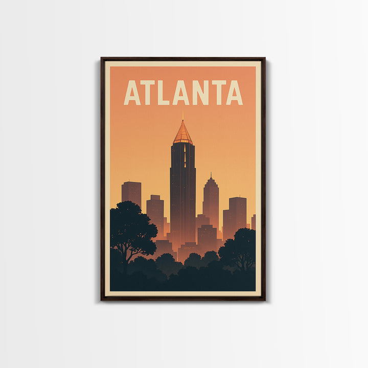 Atlanta Georgia Travel Poster, Framed Canvas Print, Vintage Travel Poster Art, Atlanta Poster Print, Vintage City Poster, Vintage City Art