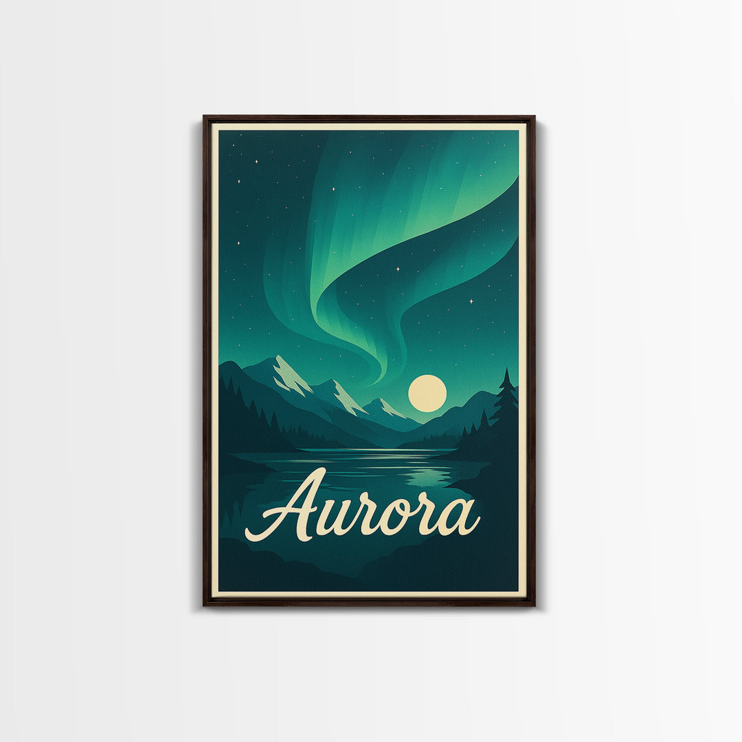 Aurora Colorado Travel Poster, Canvas Print, Retro Sunset Skyline Art, Aurora Poster Print, Eclectic Wall Decor, Fine Art Print, Wall Art