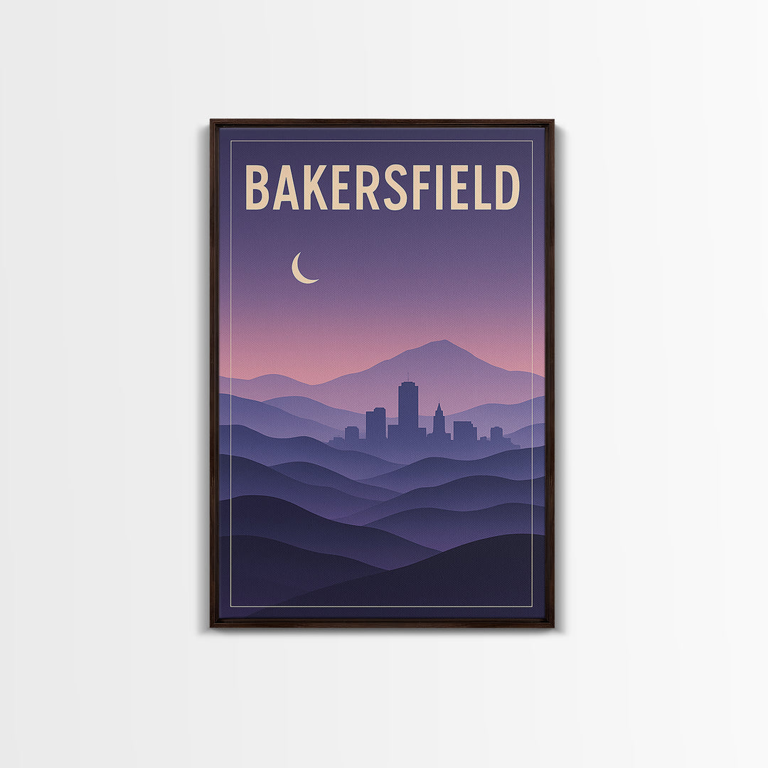 Bakersfield California Travel Poster, Canvas Print, Mid Century City Wall Art, Bakersfield City Art, Art Print, Travel Art Print
