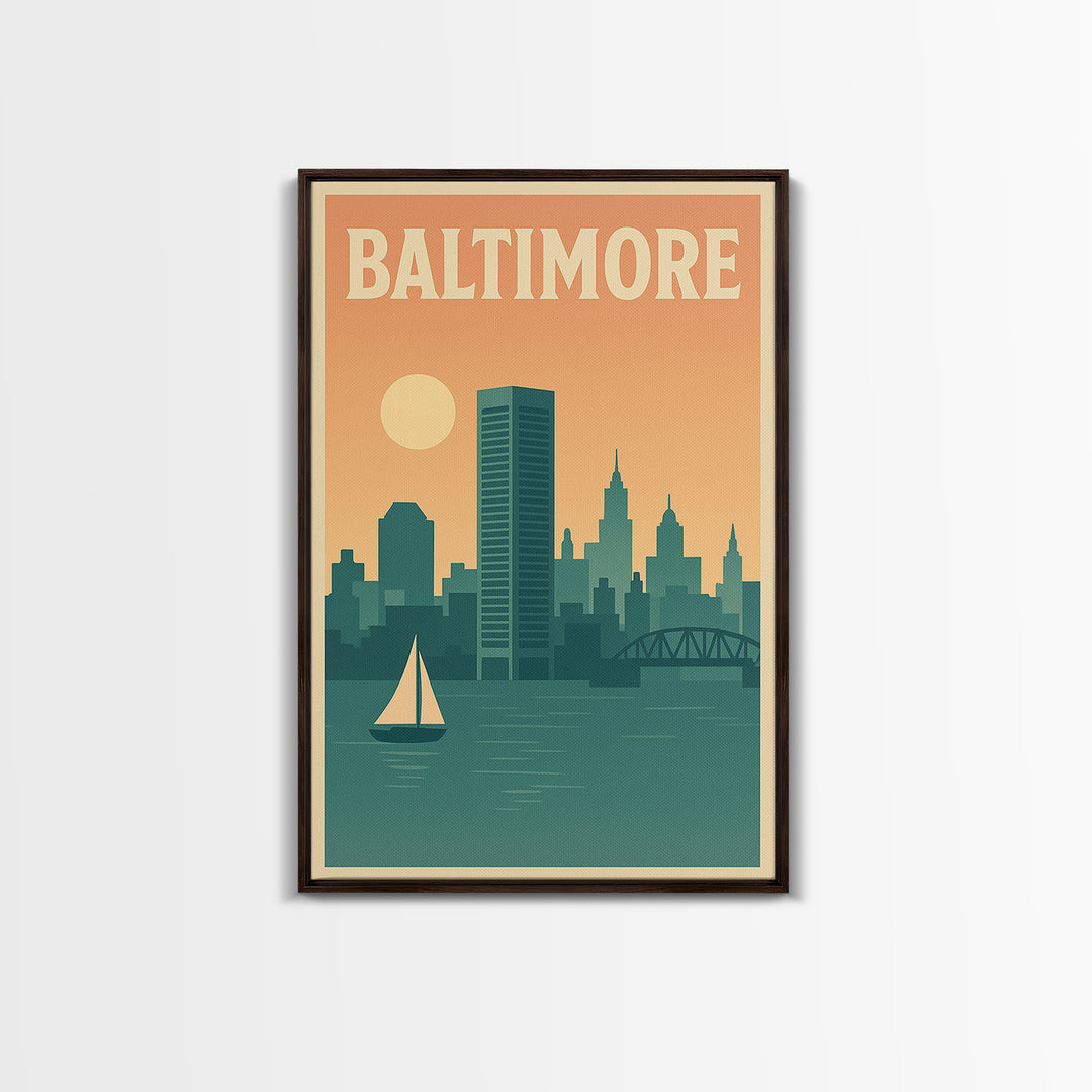 Baltimore Travel Poster, Canvas Print, Classic Travel Poster Art, Baltimore Wall Art, City Illustration, Wanderlust Decor, Travel Prints