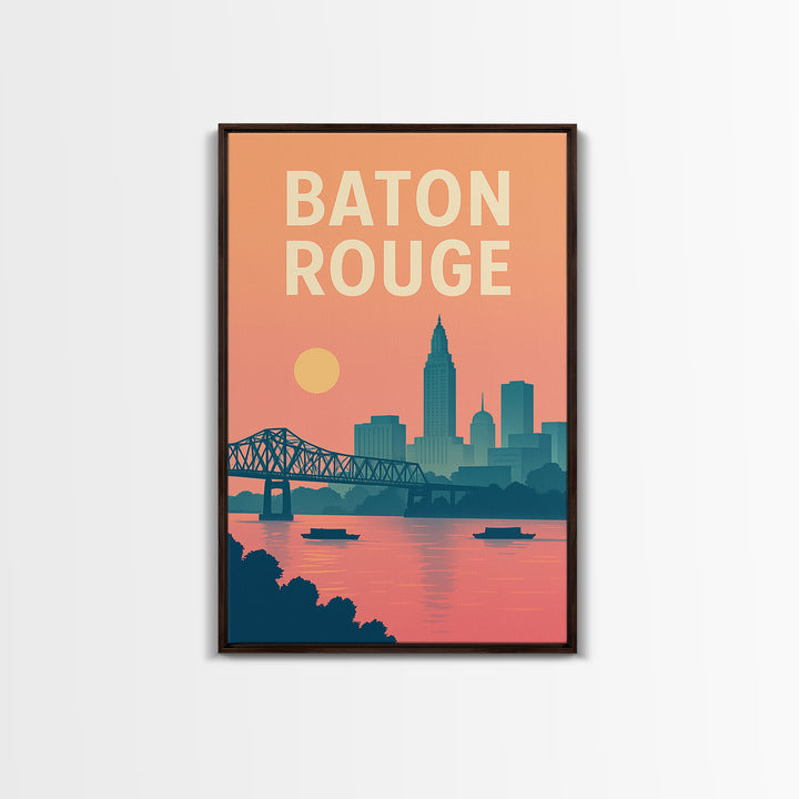 Baton Rouge Travel Poster, Canvas Print, Classic Travel Poster Art, Baton Rouge City Art, Vintage City Art, Travel Wall Art, Travel Print