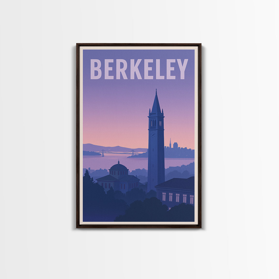 Berkeley California Travel Poster, Canvas Print, Mid Century City Wall Art, Berkeley Travel Art, City Illustration, City Travel Prints
