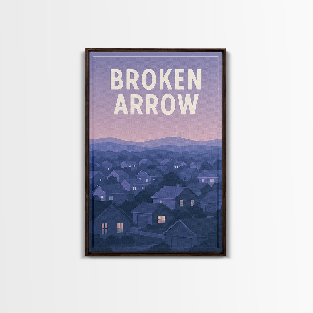 Broken Arrow Oklahoma Travel Poster, Canvas Print, Vintage Travel Poster Art, Broken Arrow Travel Art, Vintage City Art, Vintage Travel Art