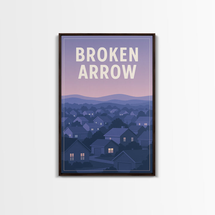 Broken Arrow Oklahoma Travel Poster, Canvas Print, Vintage Travel Poster Art, Broken Arrow Travel Art, Vintage City Art, Vintage Travel Art