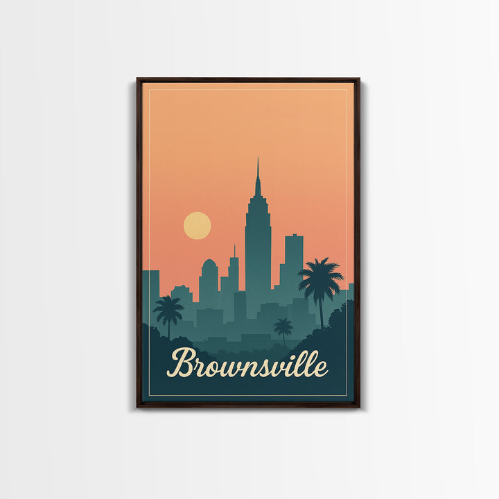 Brownsville Texas Travel Poster, Canvas Print, Vintage Travel Poster Art, Brownsville Travel Art, Travel Poster Set, Travel Poster Art