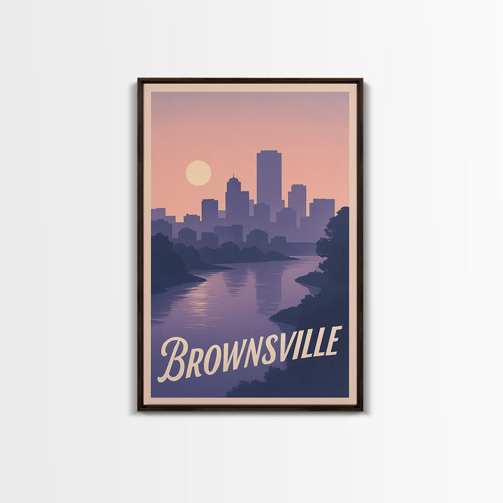 Brownsville Travel Poster, Framed Canvas Print, Classic Travel Poster Art, Brownsville Poster Print, Wanderlust Decor, Modern Wall Decor