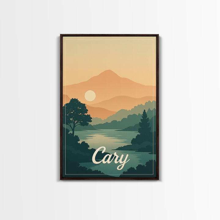 Cary North Carolina Travel Poster, Canvas Print, Classic Poster Art, Cary Poster Print, Travel Poster Art, City Travel Prints, Art Print