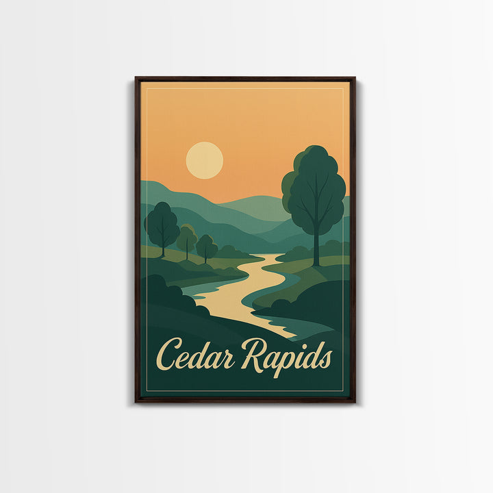 Cedar Rapids Iowa Travel Poster, Canvas Print, Vintage Travel Poster Art, Cedar Rapids Wall Art, Living Room Wall Art, Retro Travel Print
