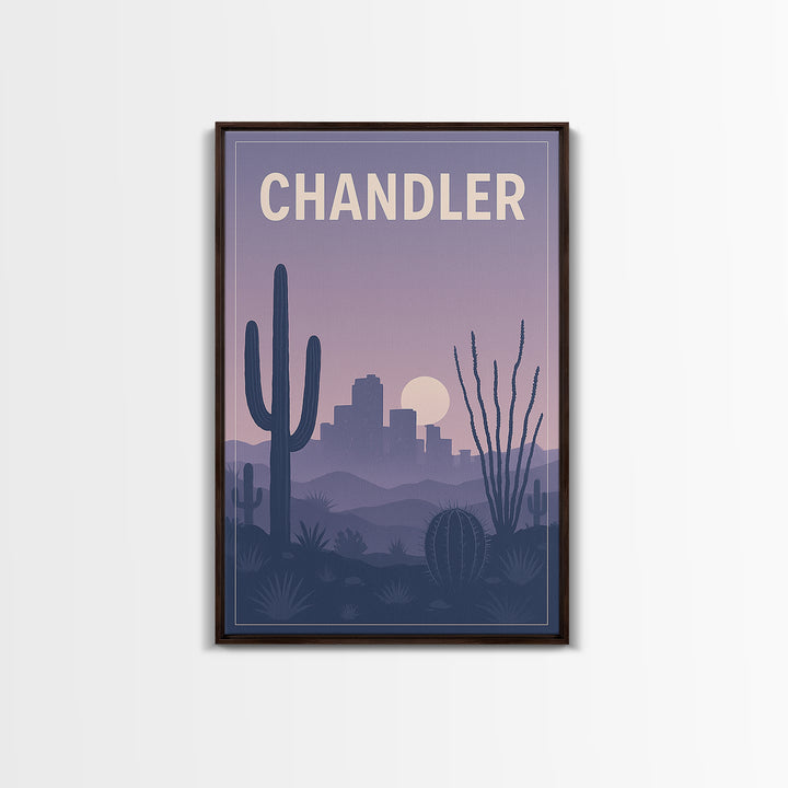 Chandler Arizona Travel Poster, Canvas Print, Retro Sunset Skyline Art, Chandler Wall Art, City Art Print, Travel Poster Set, Poster Print